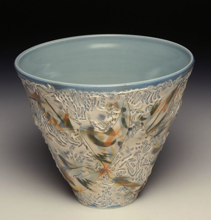 Tall Light Blue Texture Bowl