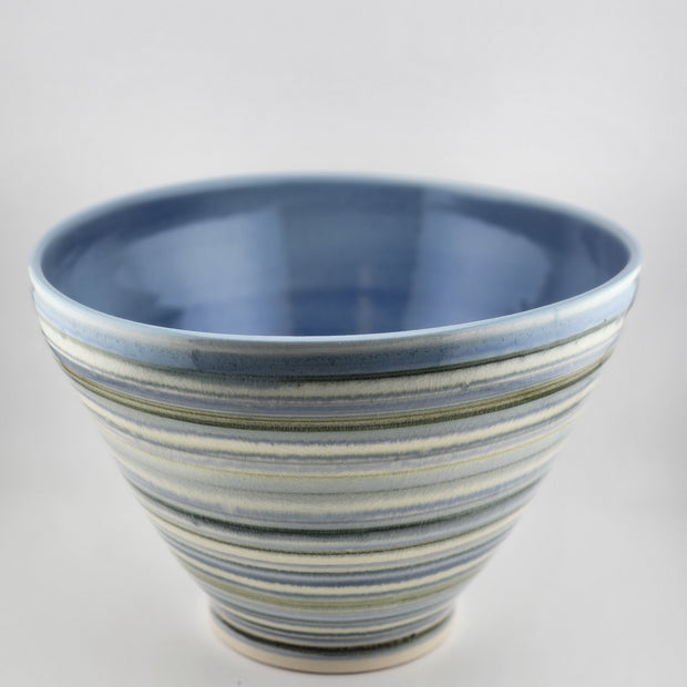 Blue and Grey Striped Bowl