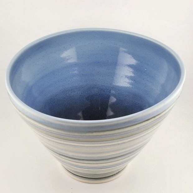 Blue and Grey Striped Bowl