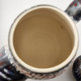 Carved Pink & Grey Teapot