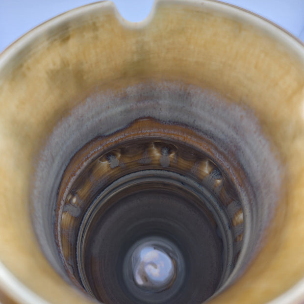 Green Stencil & Carved Rim Vase