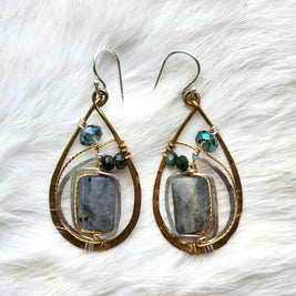 Labradorite Leaf Earrings