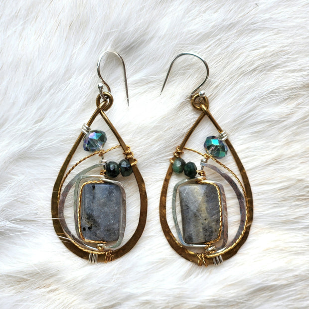 Labradorite Leaf Earrings