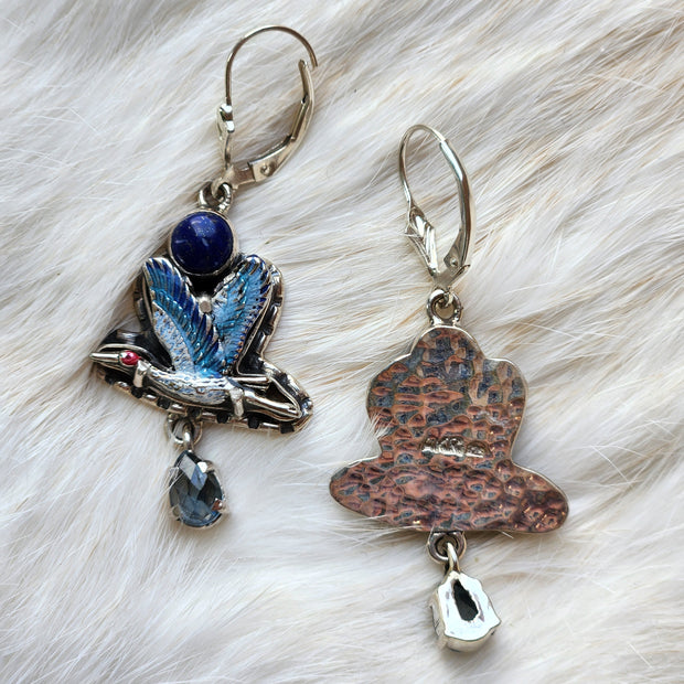 Painted Crane Earrings