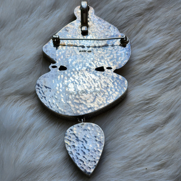 Boulder Opal Fish, Tourmaline Pendant/Pin