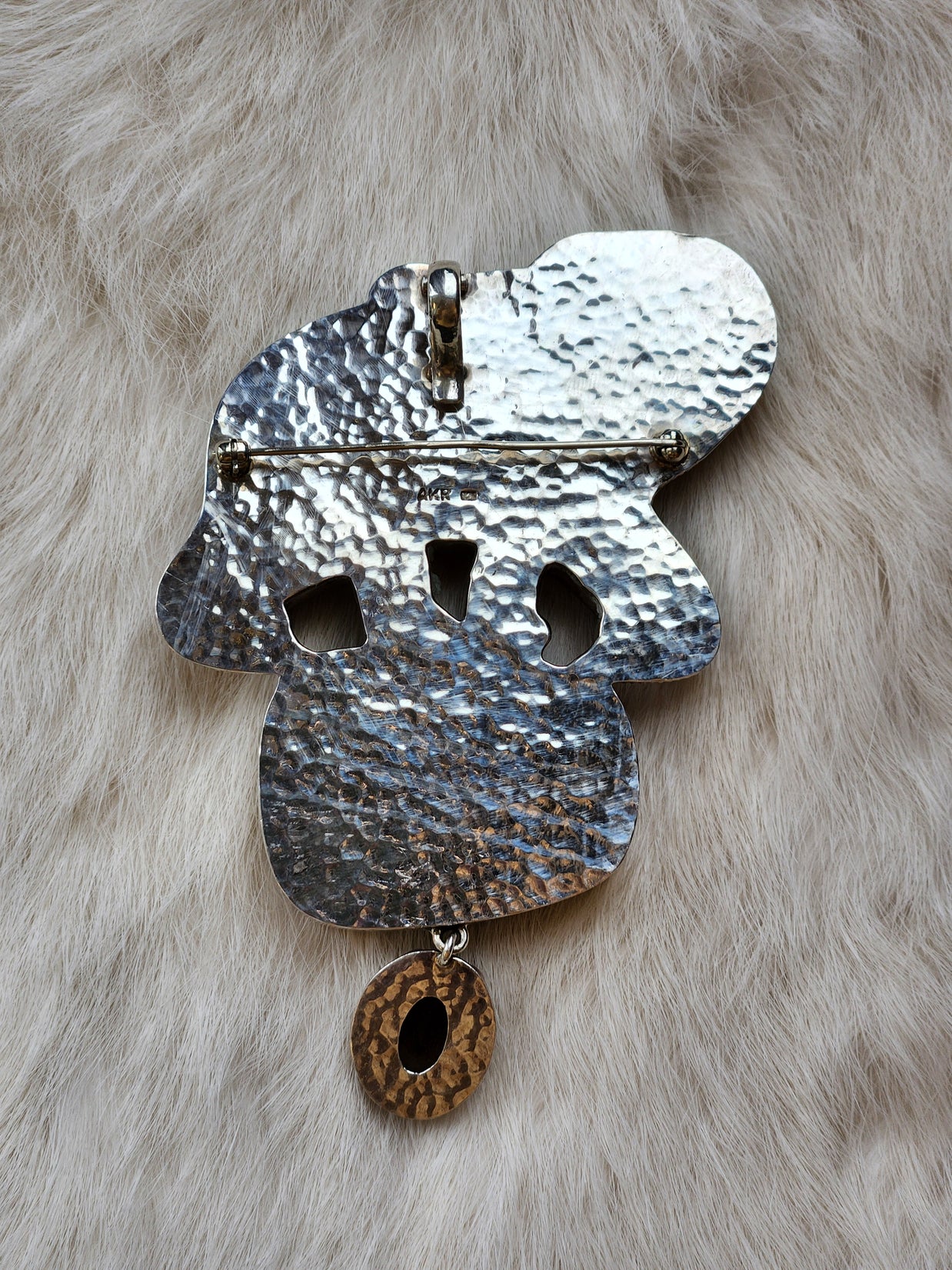 Carved Picture Jasper Elephant Pendant/Pin