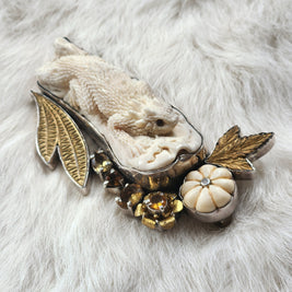 Carved Lizard Citrine Pendant/Pin