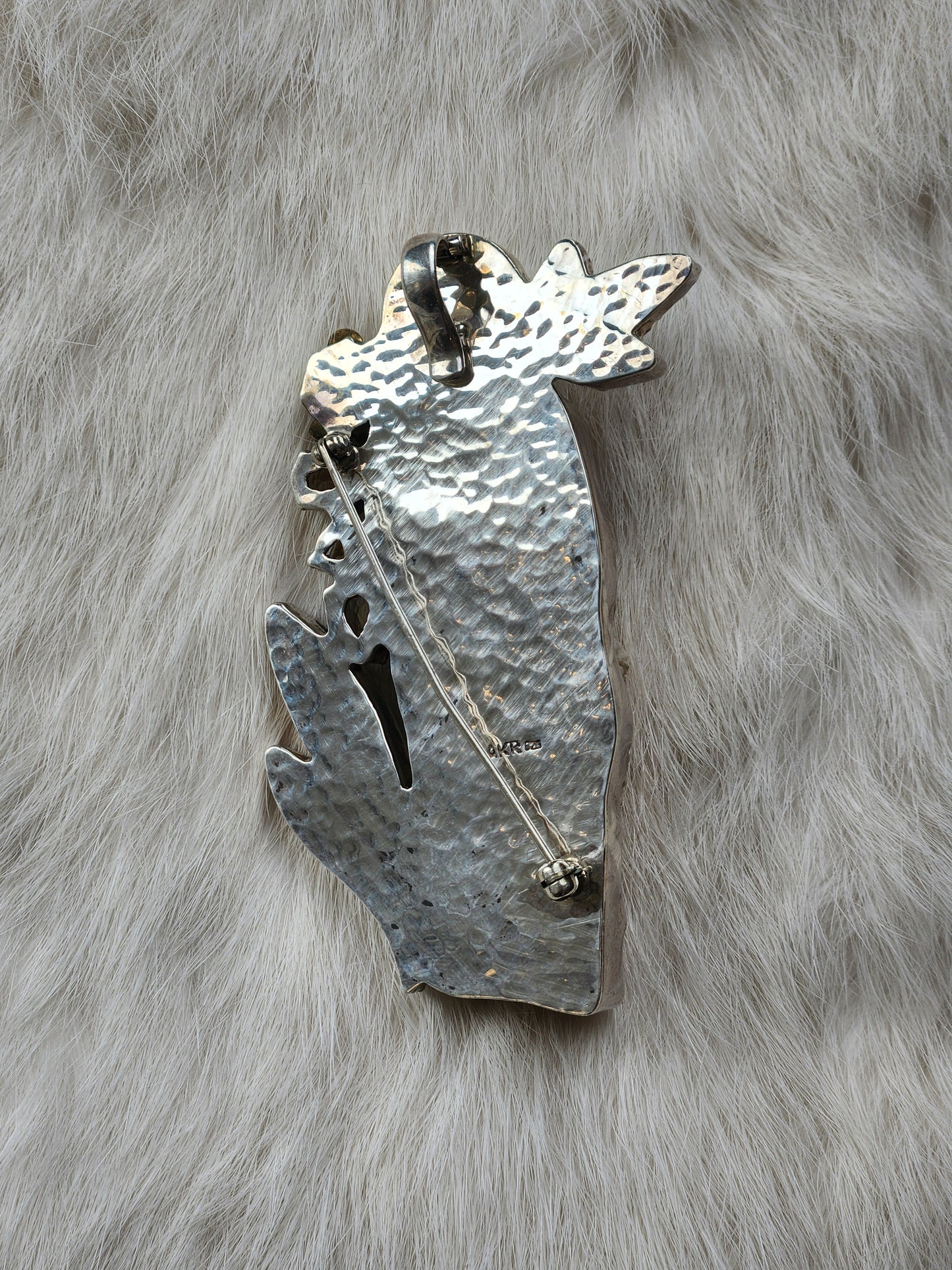 Carved Lizard Citrine Pin