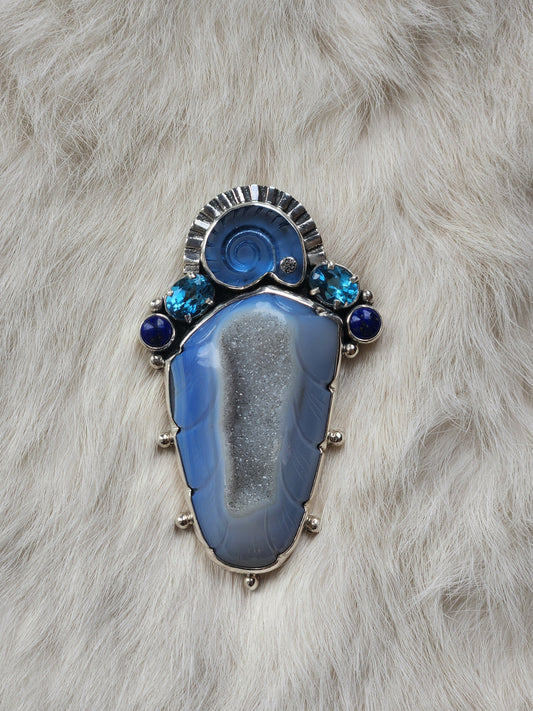 Brazilian Drusy Agate Pin