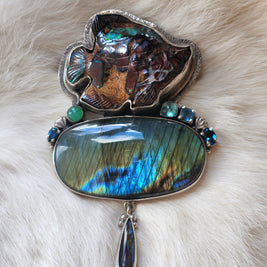 Boulder Opal Fish Pendant/Pin