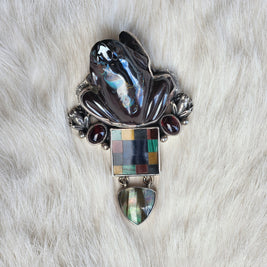 Carved Boulder Opal Frog Pendant/Pin
