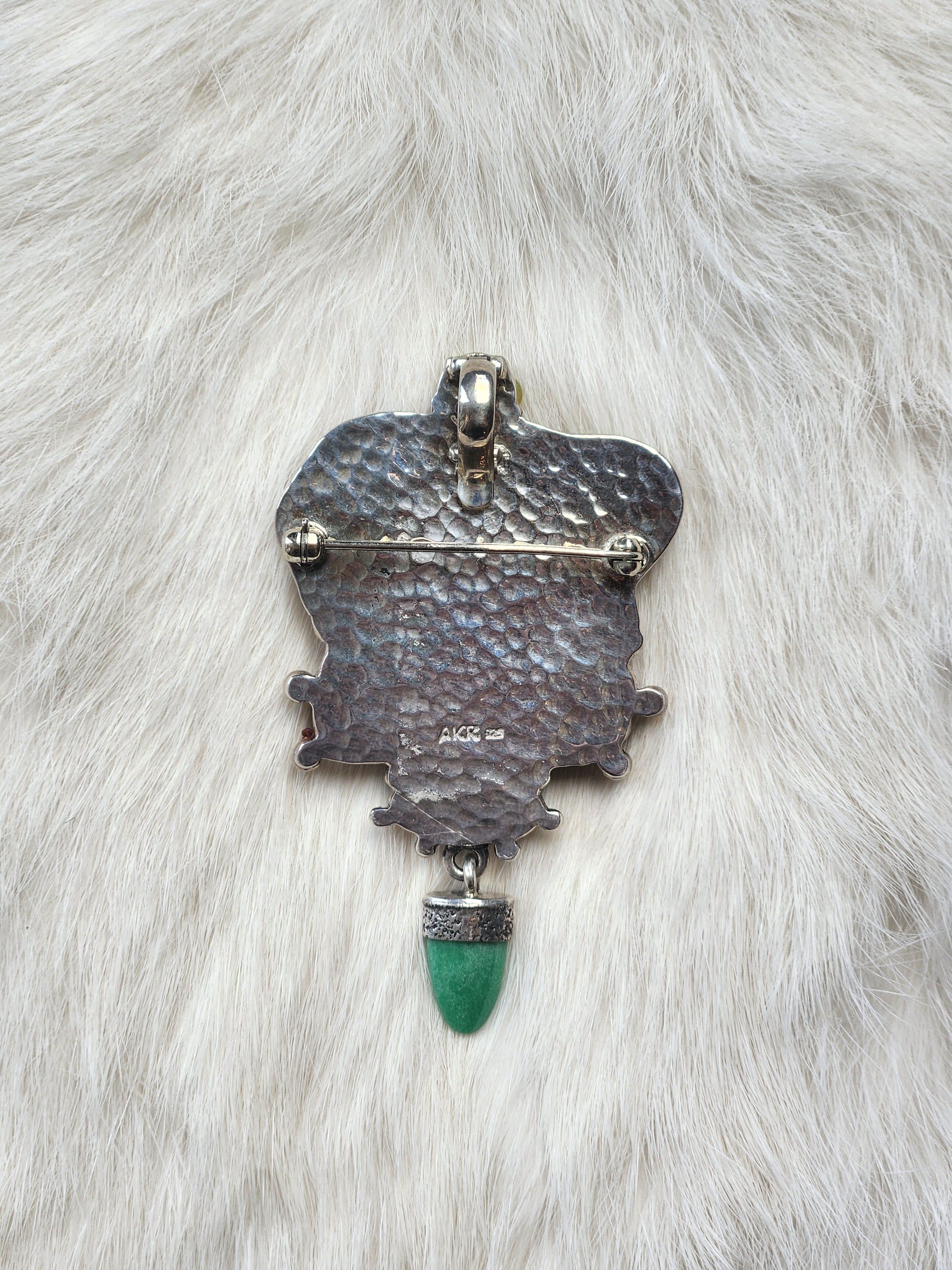 Carved Bunny Turquoise Pendant/Pin