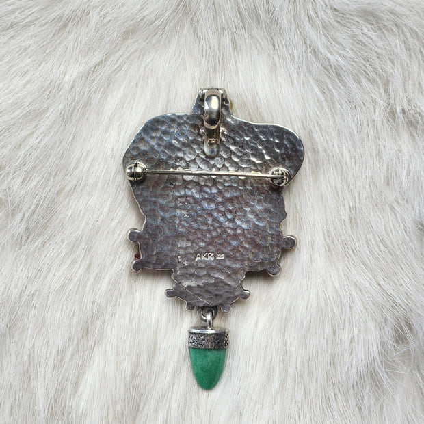 Carved Bunny Turquoise Pendant/Pin