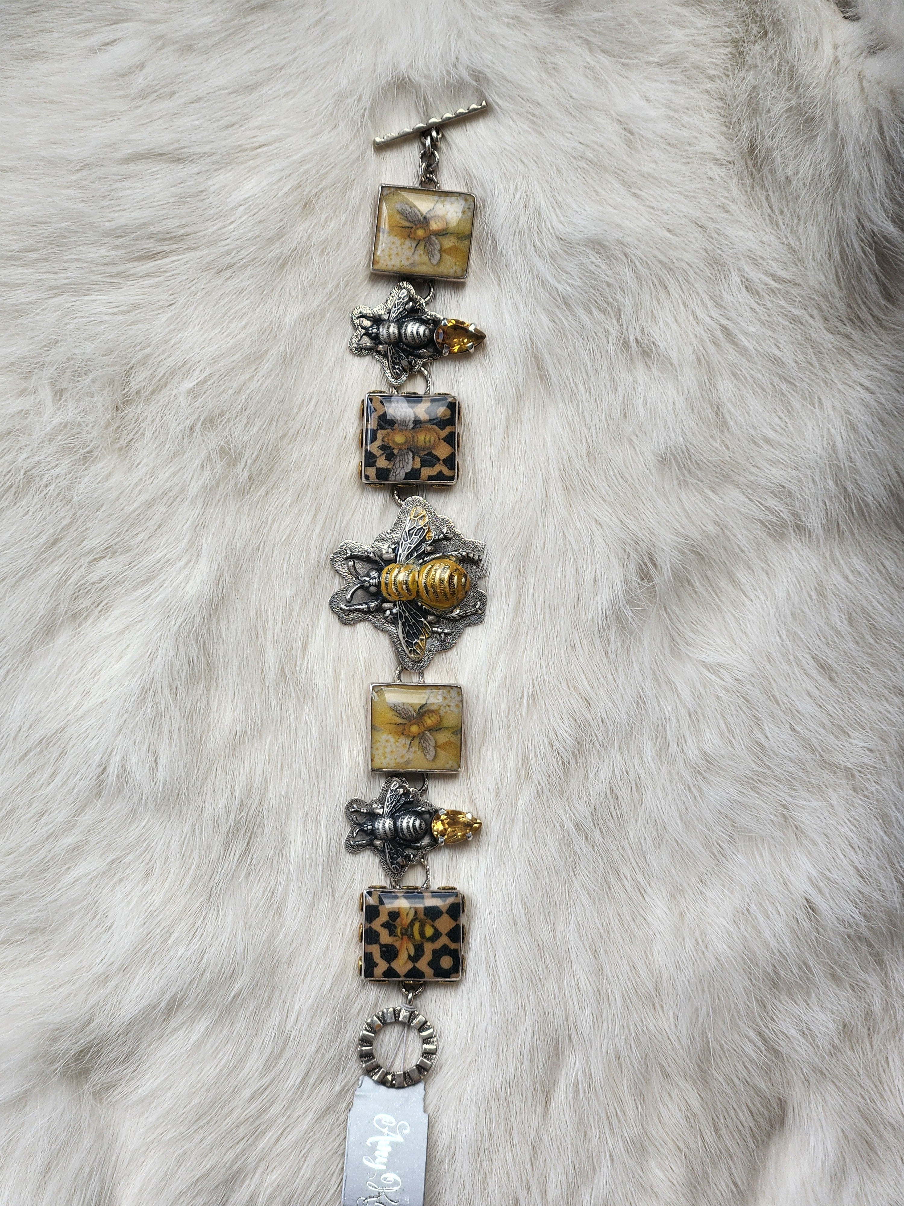 Tile Citrine Bee Bracelet