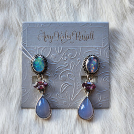 Vintage Glass Chalcedony Earrings