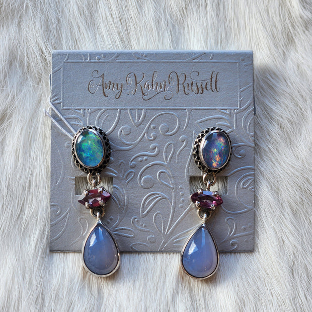 Vintage Glass Chalcedony Earrings