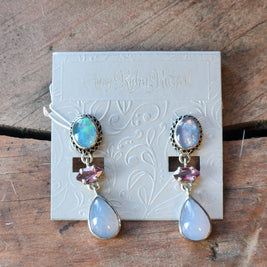 Vintage Glass Chalcedony Earrings