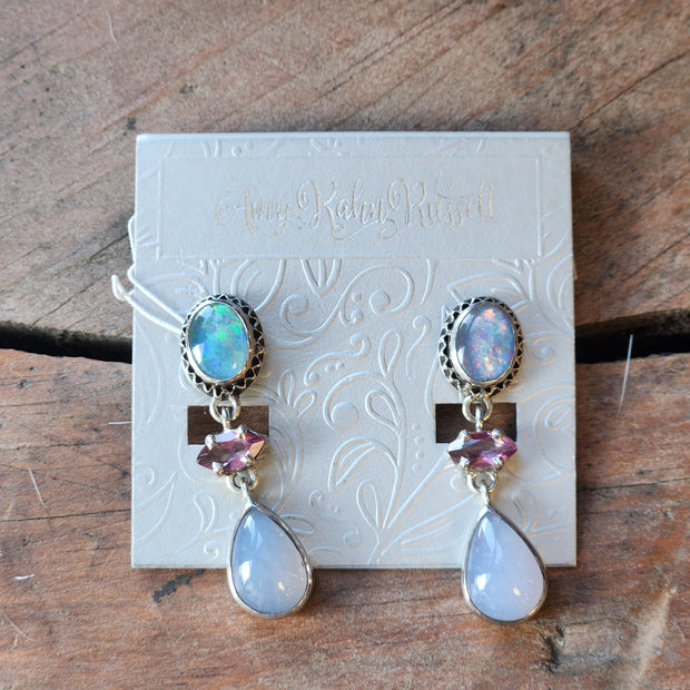 Vintage Glass Chalcedony Earrings