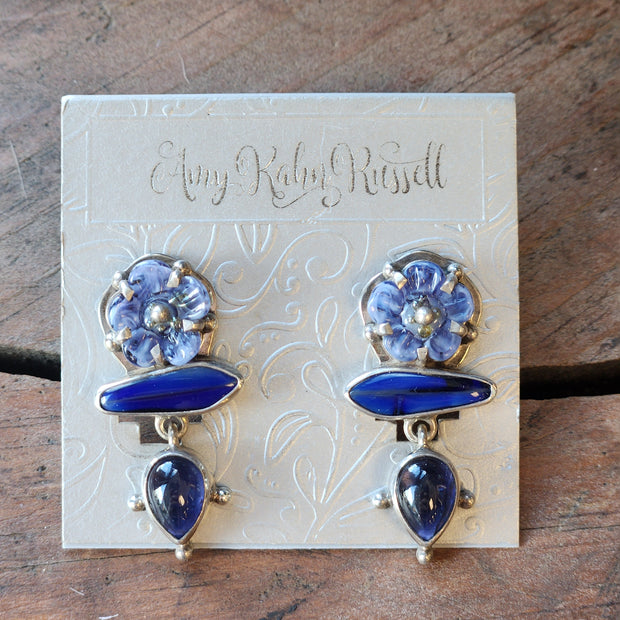 Lolite Czech Flower Earrings