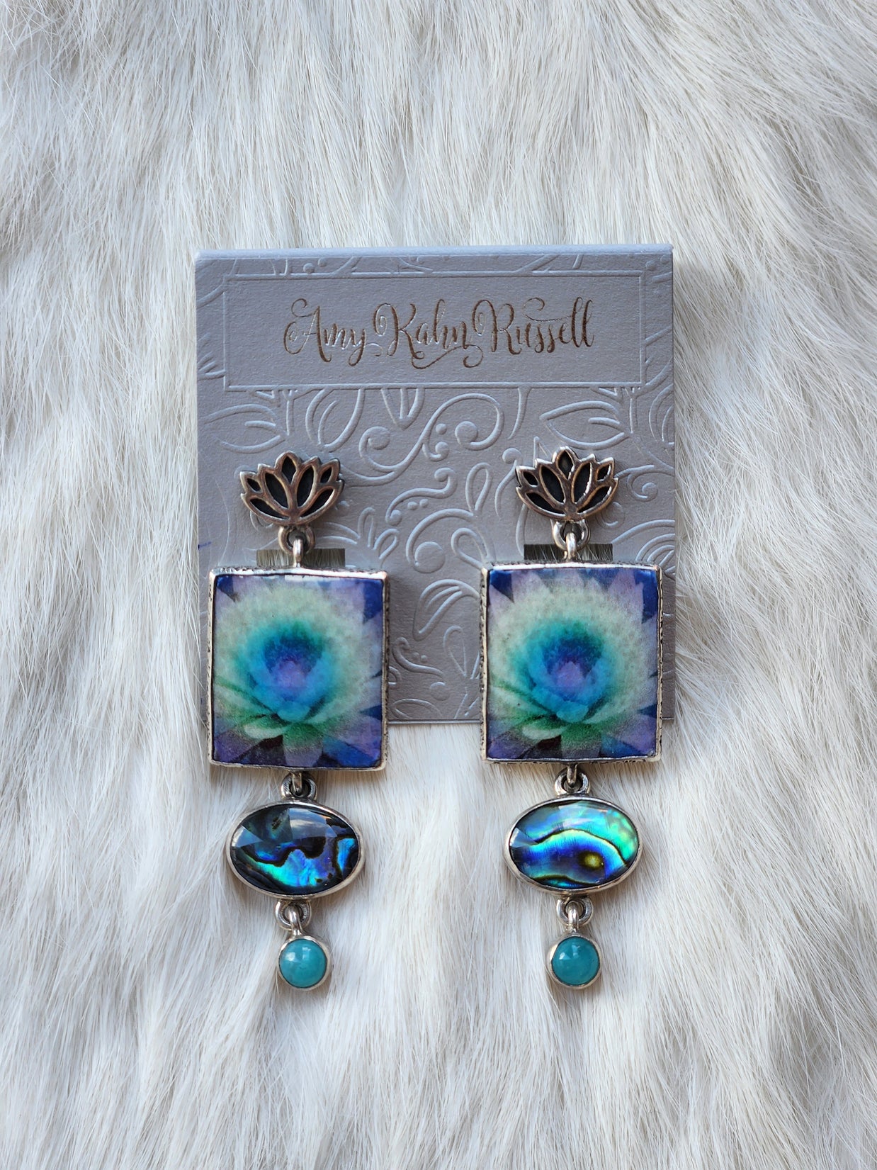Lotus Tile Abalone Earrings
