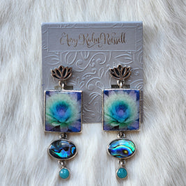 Lotus Tile Abalone Earrings