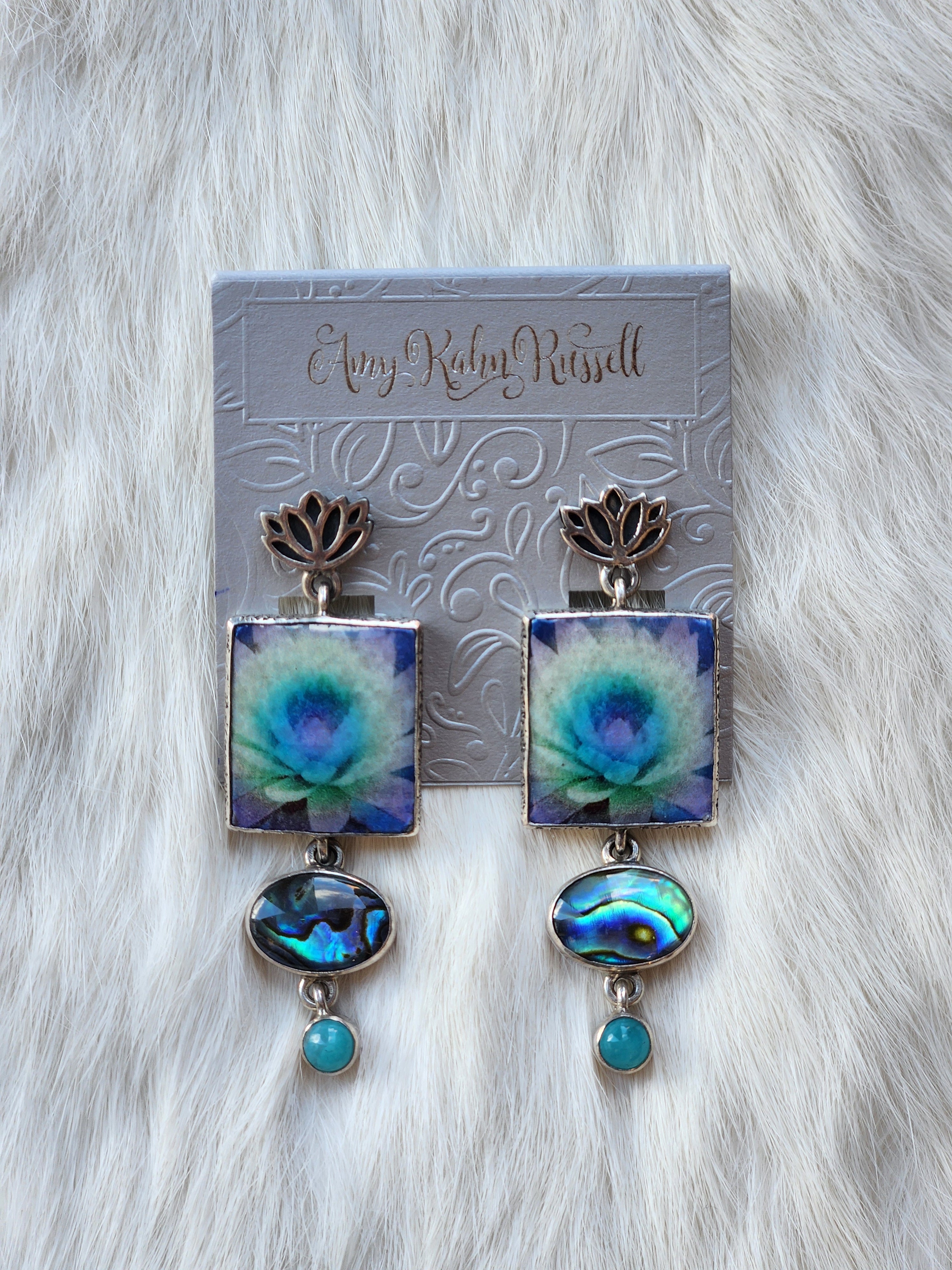 Lotus Tile Abalone Earrings