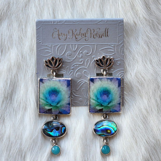 Lotus Tile Abalone Earrings