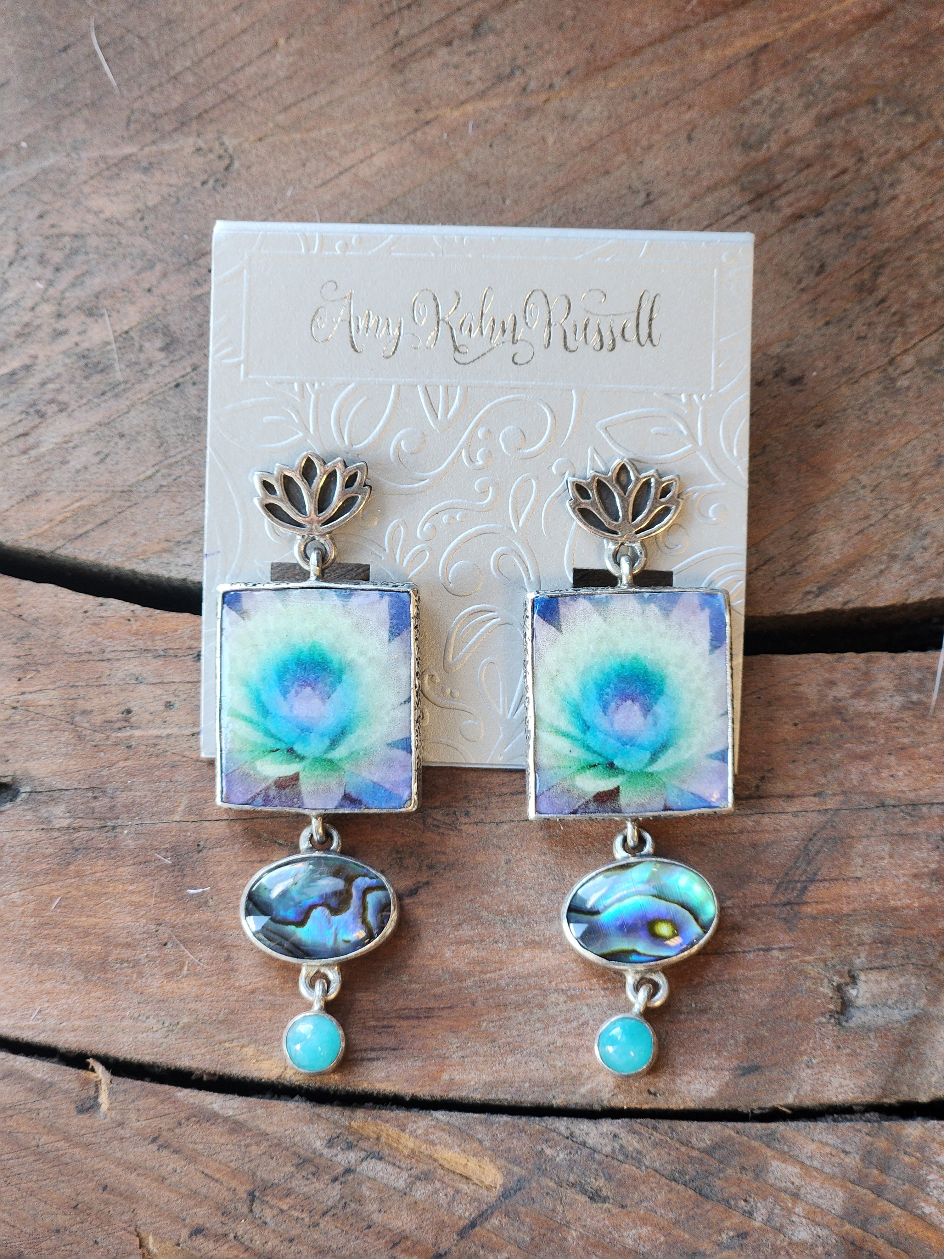 Lotus Tile Abalone Earrings