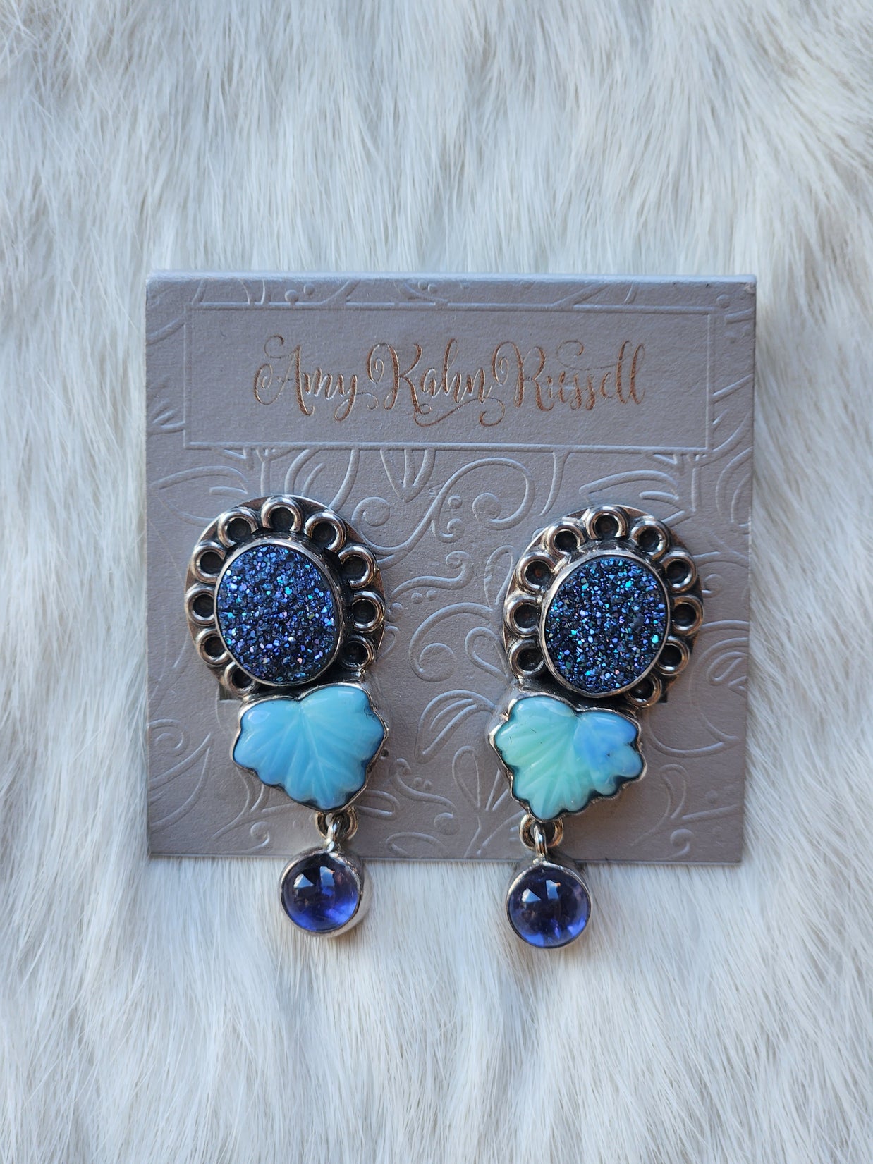 Titanium Clad Drusy Lolite Earrings