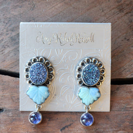 Titanium Clad Drusy Lolite Earrings