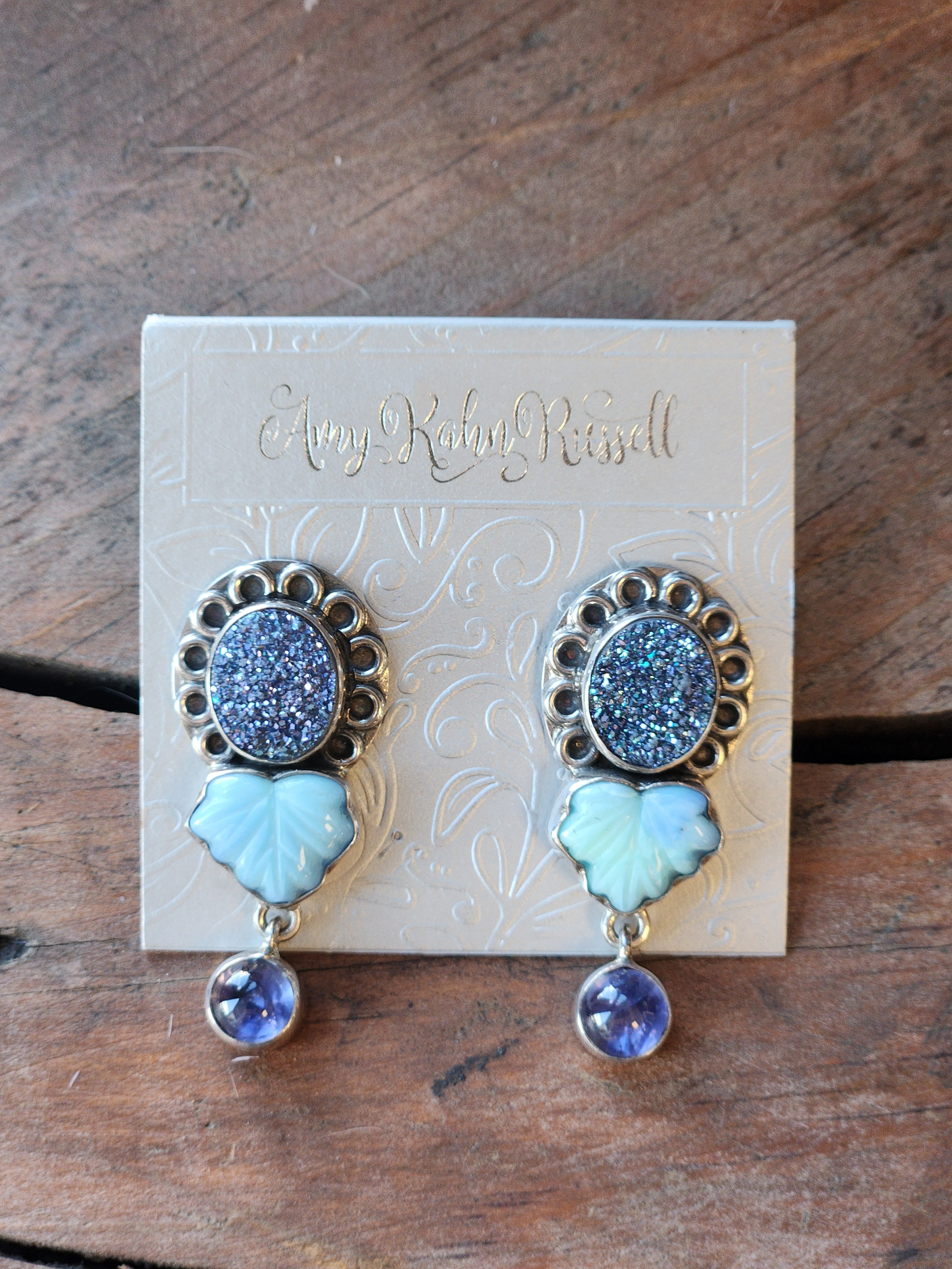 Titanium Clad Drusy Lolite Earrings