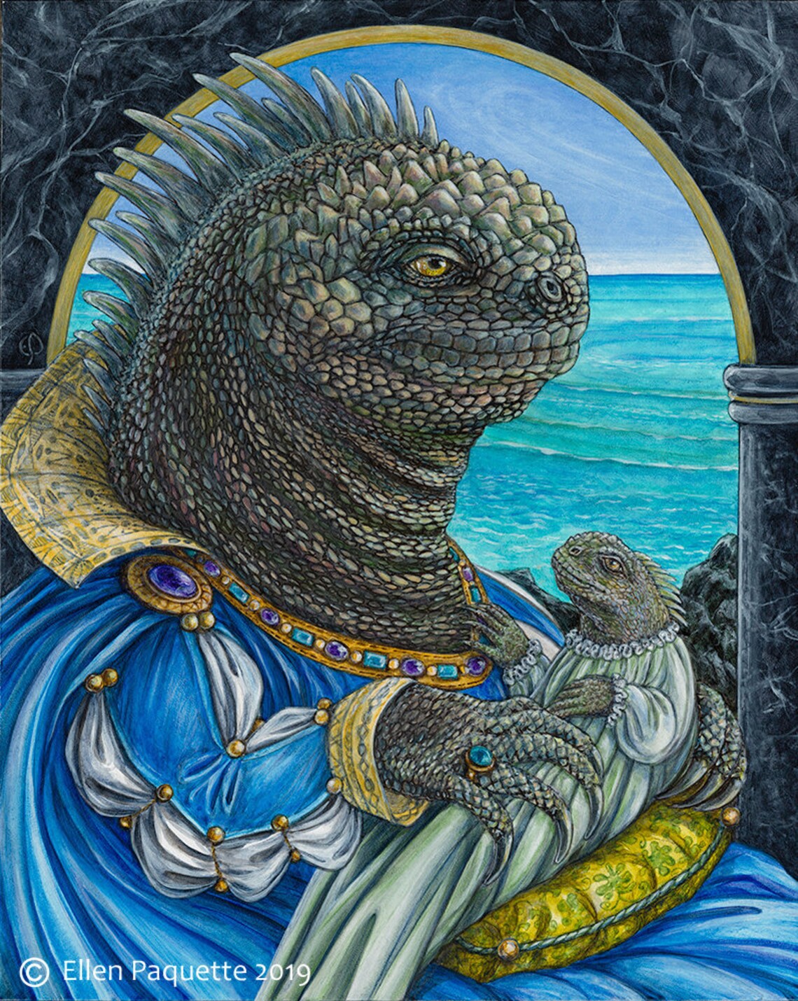 Marina Iguana and Child print