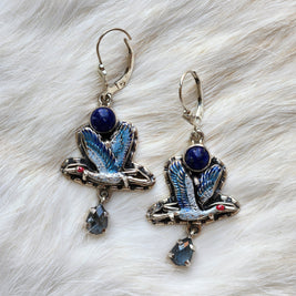 Painted Crane Earrings
