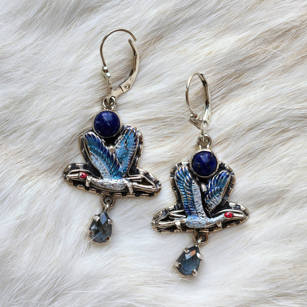 Painted Crane Earrings