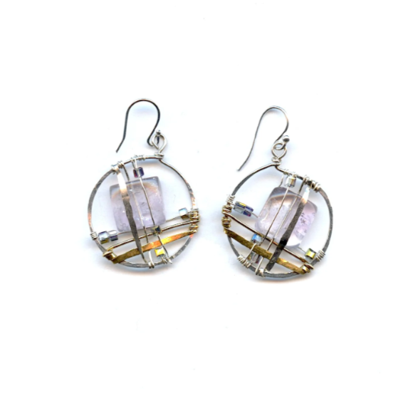 Amethyst Plaid Earring
