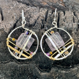 Amethyst Plaid Earring