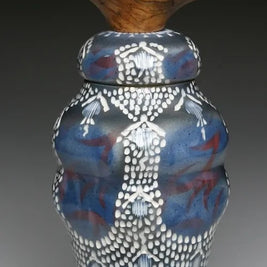 Spalted Pashaco Blue Carved Jar