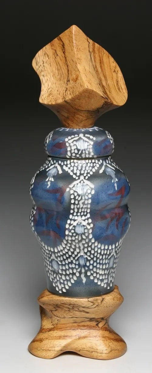 Spalted Pashaco Blue Carved Jar