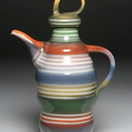 Tall Rainbow Striped Teapot