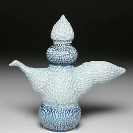 Turquoise Blue & White Carved Teapot